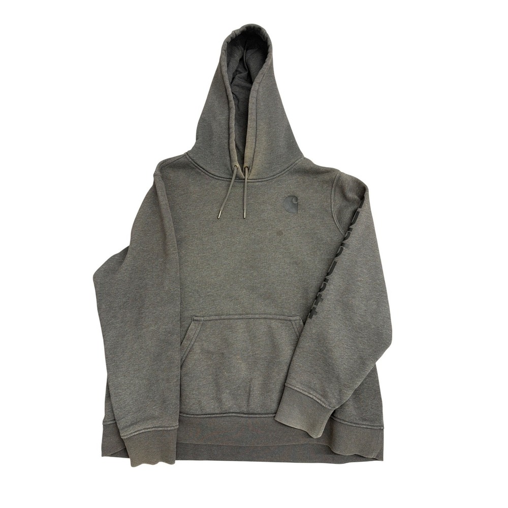 Carhartt Mens XXL Relaxed Fit Hoodie Gray Sleeve Logo Sweatshirt 1389